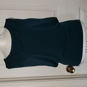 Ann Taylor Gorgeous Hunter Green Sleeveless Zipper Top Small